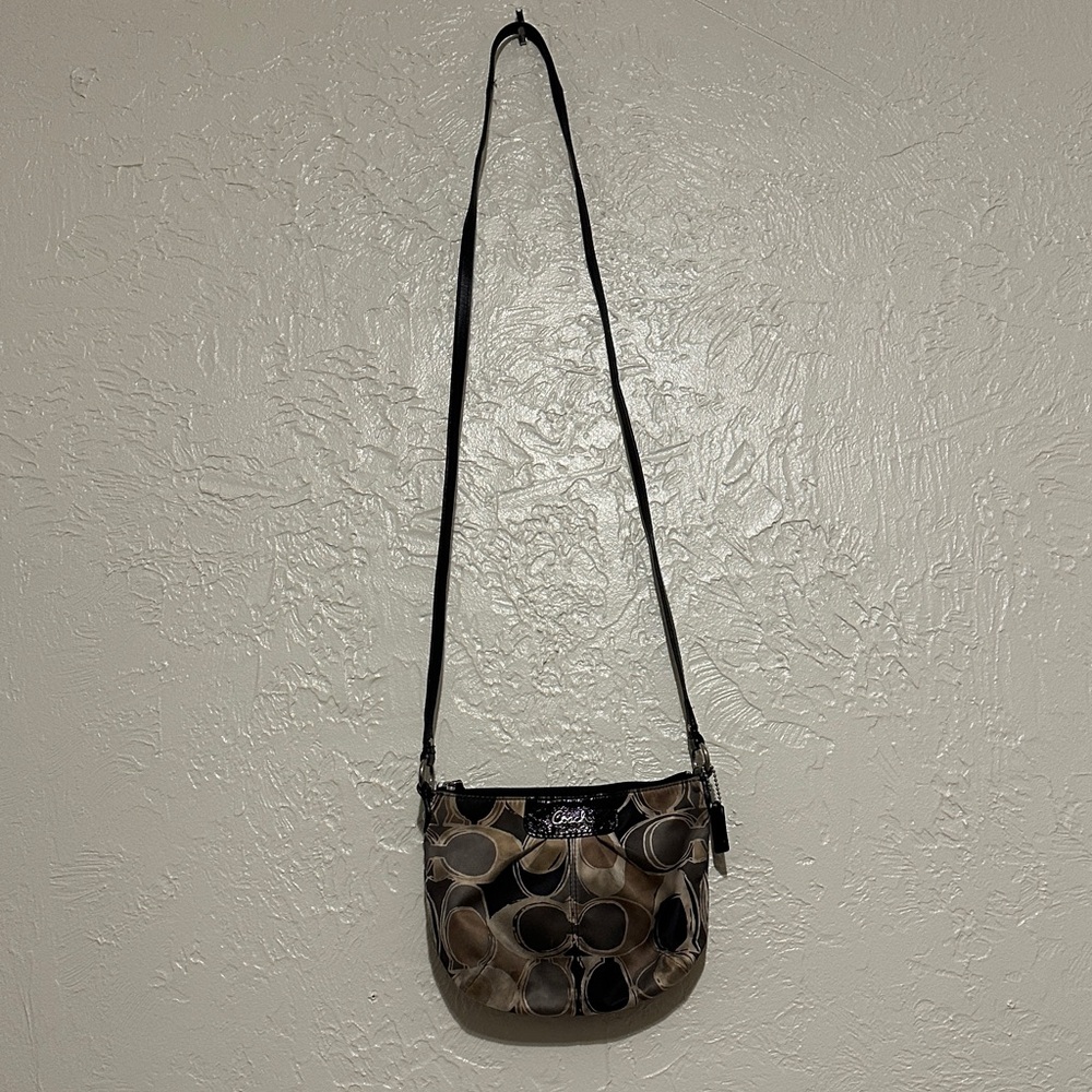 Coach Black and Brown Patterned Crossbody Bag